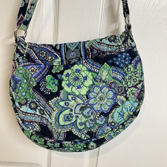 Vera Bradley Saddle Up Blue Green Rhapsody Hobo Purse Handbag Pockets RETIRED - Picture 2 of 16